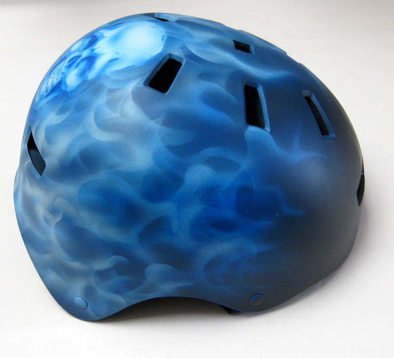 Blue Skull and Flames Helmet